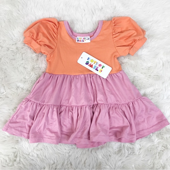 Dot Dot Smile Other - DOT DOT SMILE Baby Girl Pink Orange Tiered Dress Size‎ 6-12 Months Spring Summer